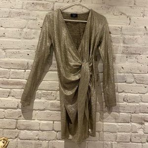 Vici gold wrap mini dress